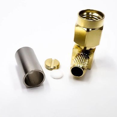 Коннектор RP-SMA-Male to RG58 угловой, RG142, RG223, LMR195 под обжим, для коаксиального кабеля