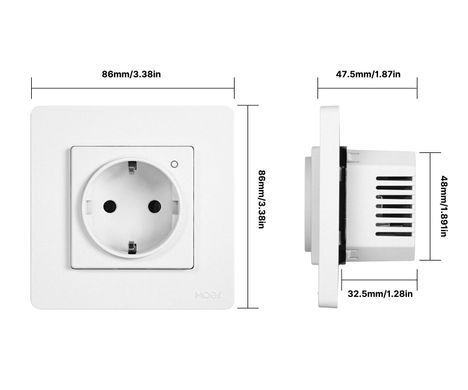 Розетка розумна MOES ZigBee, 220V, внутрішня, моніторинг енергії, Tuya, Alexa, GH, біла