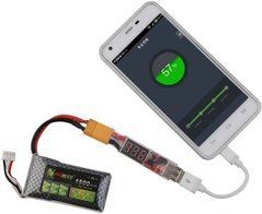 Перетворювач живлення XT60 &rarr; USB-A 5V 2A, з LED-дисплеєм, зарядка телефонів від FPV АКБ