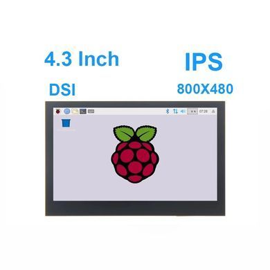 Дисплей 4.3" DSI, MIPI Interface, IPS 800&times;480, сенсорный емкостной, для одноплатных ПК Raspberry Pi 3/4
