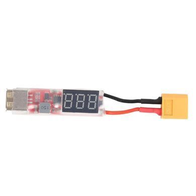 Перетворювач живлення XT60 &rarr; USB-A 5V 2A, з LED-дисплеєм, зарядка телефонів від FPV АКБ