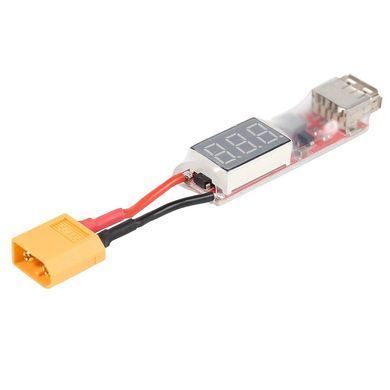 Перетворювач живлення XT60 &rarr; USB-A 5V 2A, з LED-дисплеєм, зарядка телефонів від FPV АКБ