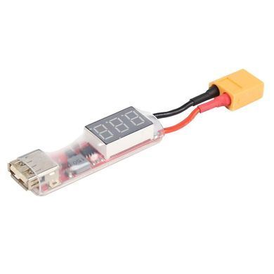 Перетворювач живлення XT60 &rarr; USB-A 5V 2A, з LED-дисплеєм, зарядка телефонів від FPV АКБ