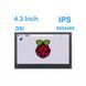 Дисплей 4.3" DSI, MIPI Interface, IPS 800&times;480, сенсорный емкостной, для одноплатных ПК Raspberry Pi 3/4