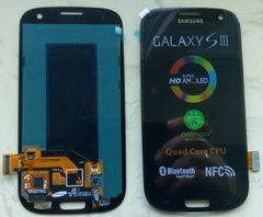 Дисплей Samsung i9300 S3 GT-i9300 модуль в зборі з тачскріном, чорний, без рамки
