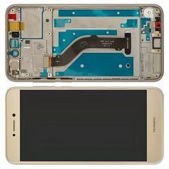 Дисплей Huawei P8 Lite 2017 модуль в сборе с тачскрином, золотистый, с рамкой, Original PRC, Original PRC, с рамкой