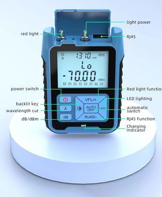 Мультитестер оптичний ZoeRax OPM VFL RJ45 15mw, візуальний локатор пошкоджень, вимірювач потужності