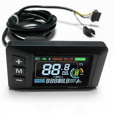 Дисплей GD02 LCD 24V-72V, 5 pin+2 pin SM, UART2, кольоровий, для електровелосипеда, самоката
