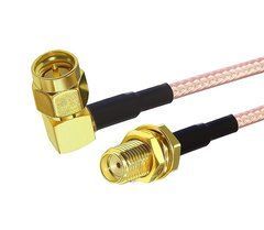 Пигтейл SMA-Female to SMA-Male 90 угловой, переходник с кабелем RG316 20см, для антенн FPV