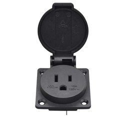 Розетка US 125V 15A з кришкою, IP44, вологозахищена панельна для американської вилки