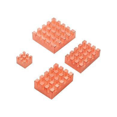 Радиаторы охлаждения CPU/RAM для одноплатного ПК Raspberry Pi 5/Plus, медь, комплект 4 шт