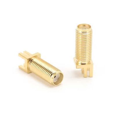 Коннектор SMA-Female под пайку, для крепления на платы, длина 22мм, 1.7х4мм ​​между креплениями массы