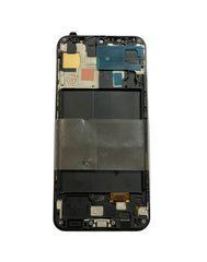 Дисплей Samsung A507 Galaxy A50s модуль в сборе с тачскрином и рамкой, OLED, черный, High Copy, с рамкой
