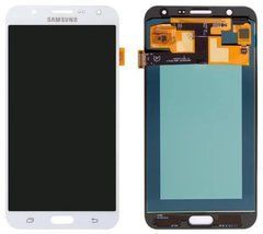 Дисплей Samsung J700 Galaxy J7 модуль в сборе с тачскрином, белый, OLED, High Copy, без рамки
