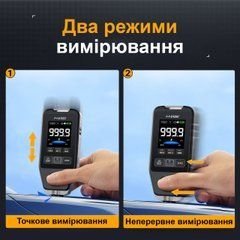 Товщиномір фарби FNIRSI CTG-20, вимірювач товщини покриття 0-1400 мкм, Fe/NFe/Fe+Zn, 2" IPS дисплей