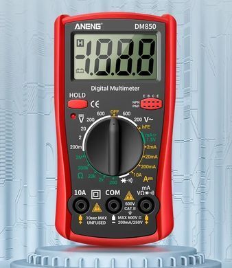 Мультиметр цифровий ANENG DM850, вольтметр-амперметр AC/DC, тестер опору, прозвонка, червоний