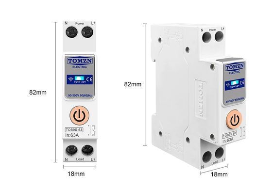 Автомат умный 63A TOMZN TOB9S 1P+N WiFi, на DIN-рейке, управление Tuya SmartLife GA Alexa