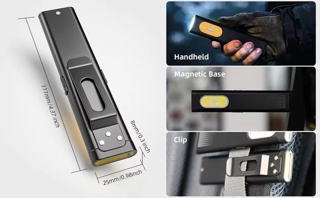 Ліхтар-брелок Warsun T7 LED COB 600LM, вбудований акумулятор 450mAh, портативний для кемпінгу