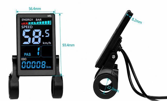 Дисплей M5 LCD 24V/36V/48V, Waterproof, UART2, для електровелосипеда, електросамоката