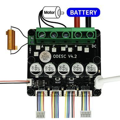 Контролер SEQURE ODESC V4.2 Single BLDC FOC 8&ndash;56V, для робототехніки та двигунів з датчиками Холла