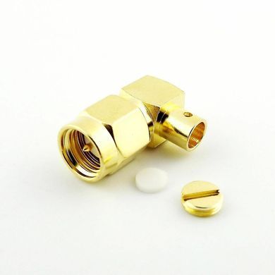 Коннектор SMA-Male to RG402 угловой, под пайку, для коаксиального кабеля