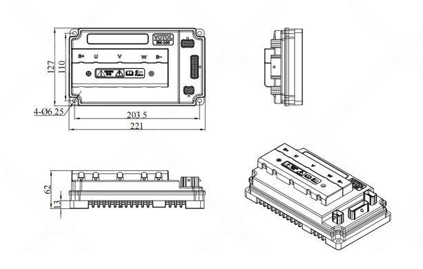 Контроллер BLDC VOTOL EM100SP V5.0 72V 100A для моторов с датчиками Холла, электротранспорта и робототехники