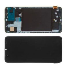 Дисплей Samsung A705 Galaxy A70 модуль в сборе с тачскрином, черный, с рамкой, OLED, с узким ободком, High Copy, с рамкой