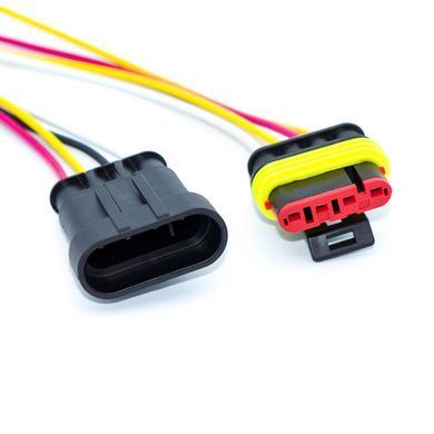 Коннекторы AMP Superseal 4pin, пара M+F, водостойкие для авто с кабелями AWG18