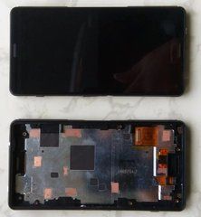Дисплей Sony Xperia Z3 Compact Mini D5803, D5833 модуль в сборе с тачскрином, черный, с рамкой, с рамкой