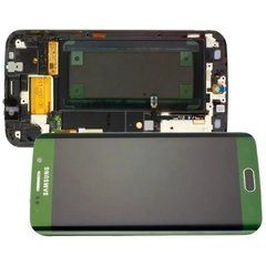 Дисплей Samsung G925F Galaxy S6 EDGE модуль в зборі з тачскріном, зелений, з рамкою, Original, з рамкою