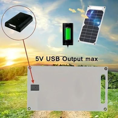 Сонячна панель 6W USB 5V портативна, зарядка від сонця, Power Bank, для кемпінгу та туризму