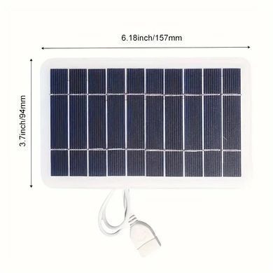Сонячна панель 6W USB 5V портативна, зарядка від сонця, Power Bank, для кемпінгу та туризму