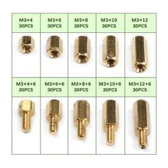 Стойки латунные шестигранные M3, набор 300 шт, втулки для печатных плат PCB, BMS и DIY проектов