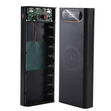 Корпус-павербанк під акумулятори 21700&times;8, QC+PD22.5W, USB-A/Micro/Type-C, з безпровідною зарядкою, для самостійного складання