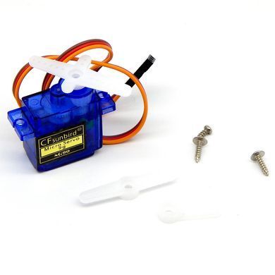Сервопривід Servo Motor SG90, 9G, 180&deg;, аналоговий, пластиковий редуктор, для FPV дронів