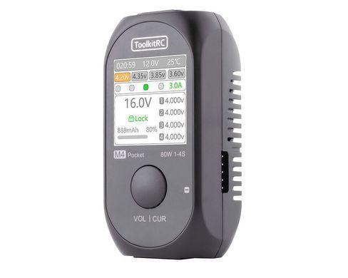 Зарядное устройство ToolkitRC M4 Pocket 80W, USB-C/XT30/XT60 для АКБ 1&ndash;4S, зарядка для телефона