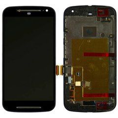 Дисплей Motorola XT1062, 1063, 1064, 1 068 Moto G2 модуль в зборі з тачскріном, чорний, з рамкою, з рамкою
