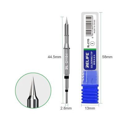 Жало паяльное C115 Relife RL-C115-I, игольчатой (конусной) формы, для SMD пайки, ремонта плат