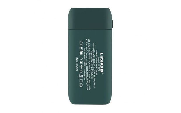 Корпус-павербанк под аккумуляторы 18650/21700x2 LiitoKala Lii-MP2 Dark Green, QC3.0, USB-A/Type-C, индикатор