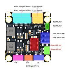 Стек FC&ESC DakeFPV F722 8S 30&times;30, 4in1 ESC 70A, Betaflight, Ardupilot, для FPV дронів