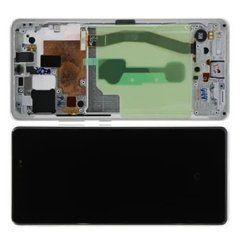Дисплей Samsung G770 Galaxy S10 Lite модуль в сборе с тачскрином, белый, с рамкой, Original New, Original, с рамкой