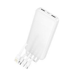 Павер банк Hoco J163 Wonderful 10000mAh, 4 вбудовані кабелі, зовнішній акумулятор, батарея, УМБ, power bank