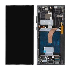 Дисплей Samsung S908 Galaxy S22 Ultra модуль в сборе с тачскрином и рамкой, черный, Original, Original, с рамкой