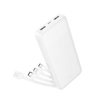 Павер банк Hoco J163 Wonderful 10000mAh, 4 вбудовані кабелі, зовнішній акумулятор, батарея, УМБ, power bank