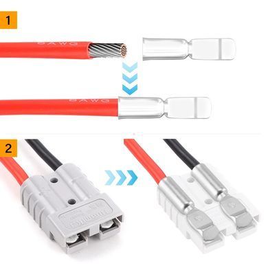 Конектор Anderson 50A 600V з кабелем 8AWG 50 см, наконечники M8 для LiFePO4, інверторів