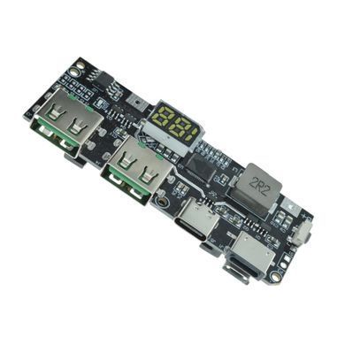 Плата для повербанка SW6208S 2&times;USB-A, 1&times;USB-C, 1&times;MicroUSB, 1&times;Lightning, 25W, с цифровым индикатором