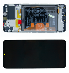 Дисплей Huawei Y6P 2020 модуль в сборе с тачскрином и АКБ, черный с рамкой, Service Original, Original, с рамкой