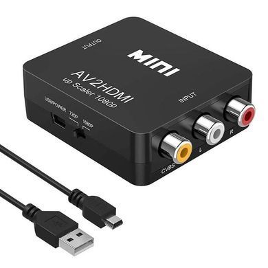 Видеоконвертер AV RCA на HDMI, разрешение 1080p, поддержка PAL/NTSC, с USB- кабелем