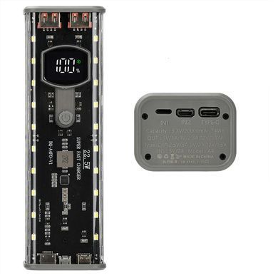Корпус-павербанк под аккумуляторы 21700&times;4, QC+PD22.5W, Micro/Lighting/Type-C индикатор, для сборки