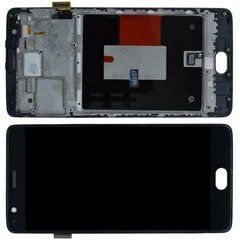 Дисплей OnePlus 3, 3T модуль в зборі з тачскріном, чорний, з рамкою, Oled, High Copy, з рамкою